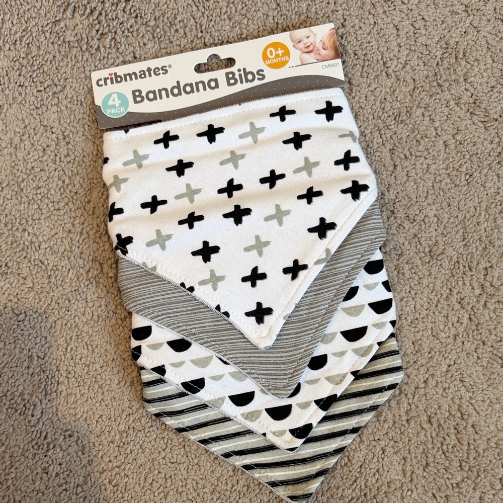 Black and Gray Bandana Bibs - 4 Pack